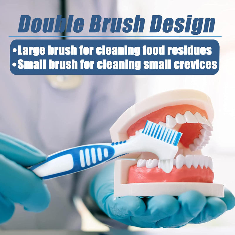Denture Brush Set, Denture Container, Denture Bath Box, Denture Box With Mirror, With 2 X Aligner Removal Tools For Braces Or Dentures, Cleaning And Storing For Travel, Blue - NewNest Australia