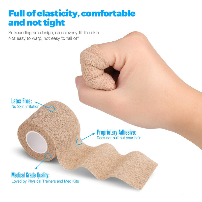 Bandage Wrap Self Adhesive Bandage Wrap Breathable Cohesive Bandage Wrap Rolls Athletic Elastic Self Adherent Wrap for Sports Injury ,Wrist, Ankle Sprains (Beige, 3 Inch (Pack of 8)) Beige 3 Inch (Pack of 8) - NewNest Australia