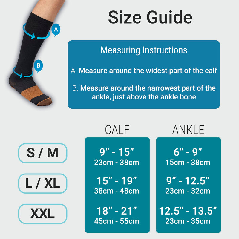 360 RELIEF - Copper Infused Compression Socks for Men and Women Supports | Varicose Veins, Achy Feet Blood Circulation, Travel, Running, Pregnancy | L/XL, Black with Mesh Laundry Bag | - NewNest Australia