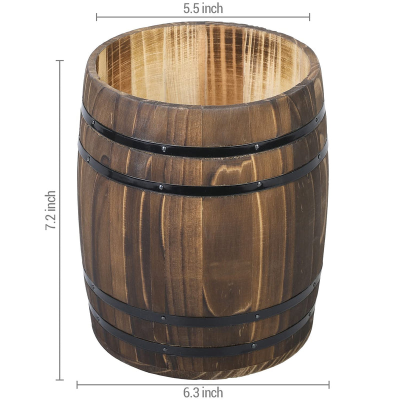 MyGift Wine Barrel Design Kitchen Utensil Crock, Vintage Rustic Burnt Wood Cooking Tool Holder - NewNest Australia