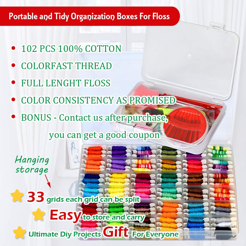 218pcs+ Embroidery Floss Cross Stitch Threads,Bracelet String Kit with Organizer Storage Box-Included 110pcs Friendship Bracelet Craft Floss,100pcs More Cross Stitch Tools Embroidery Kit for beginners - NewNest Australia