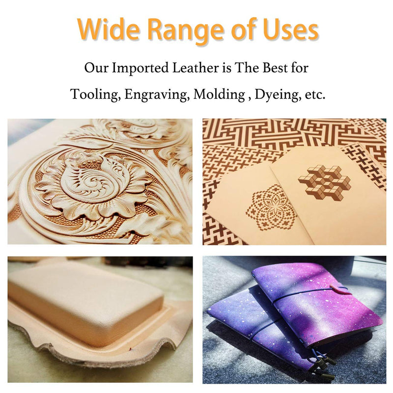 Muse Craft Flawless 2PCS 12''X12'' Vegetable Tanned Leather 5-6oz Precut| Import A Grade Tooling Leather Hide 1.9-2.3mm| Full grain Vegetable Tanned Leather for Carving, Molding, Dyeing(2PCS12''x12'') 2PCS 12''x 12'' - NewNest Australia