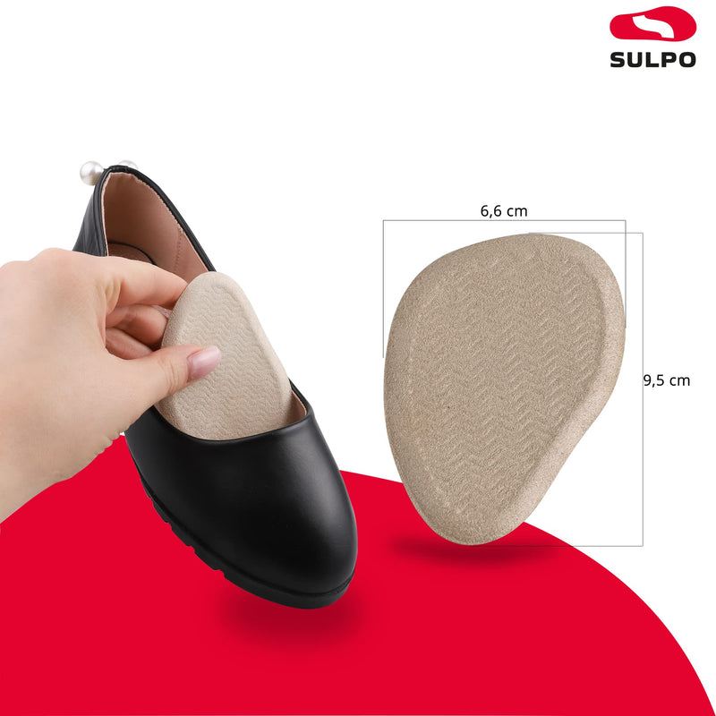 SULPO 4 pairs of ball pads for shoes that are too big - Fits in almost every shoe - Pads against foot pain and metatarsalgia - Silicone and velor metatarsal pad, toe liner - Heel insoles beige & black 4 pairs - NewNest Australia