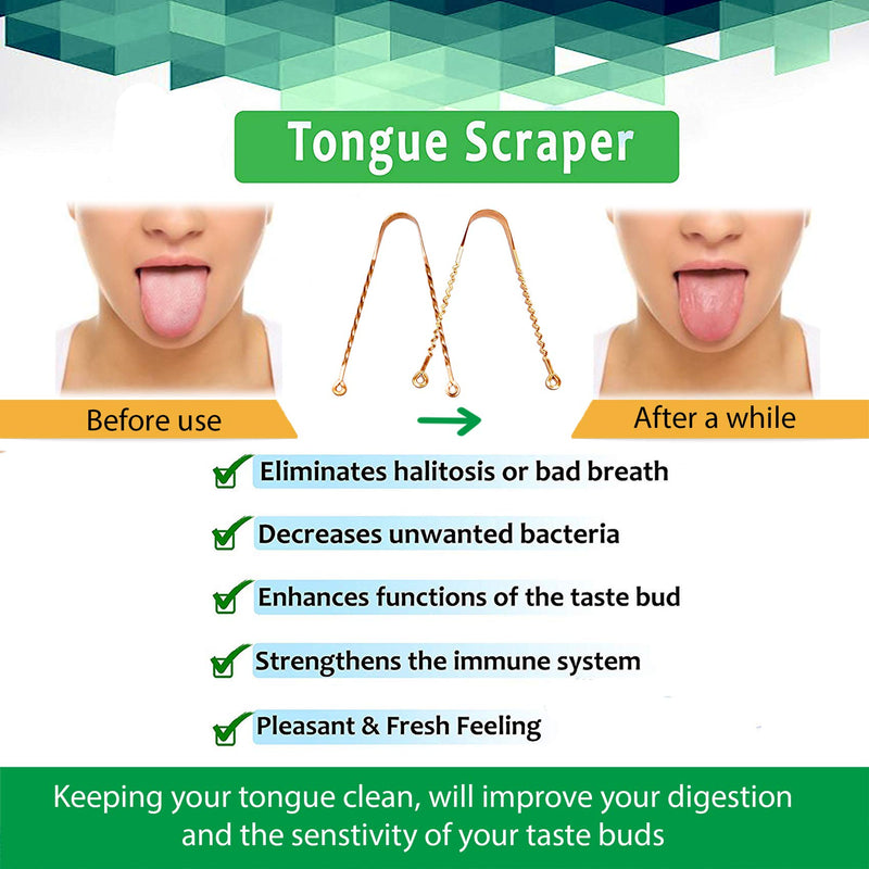 Wonder Care – Copper Tongue Scraper | Ayurveda Tongue Cleaner and Bad Breath | 2 X 100% Copper Tongue Cleaner | Combo Tongue Cleaner Scraper | Zigzag + Twister Tongue Cleaner - NewNest Australia