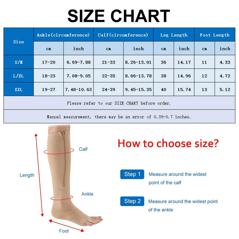 Yushow 3 Pairs Of Compression Stockings Women Men Support Socks With Zip 15-20 Mmhg Medical Compression Socks Open Toe Compression Socks For Oedema, Sports, Running - NewNest Australia