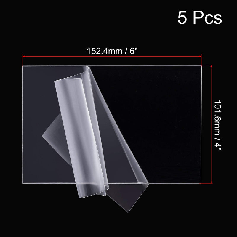 uxcell 5pcs Clear Cast Acrylic Sheet,1/16" Thick,4" x 6" Square Panel,Plastic Board for Picture Frames, Sign Holders(1.5875 x 101.6 x 152.4mm) - NewNest Australia