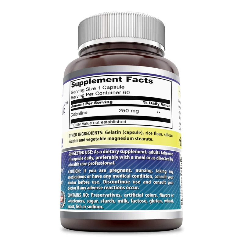 Amazing Formulas Citicoline - 250 Mg Capsules (Non-GMO,Gluten Free) Promotes Brain Health - Supports Memory Focus and Clarity - Supports Learning and Cognitive Functions (60 Capsules) 60 Capsules - NewNest Australia