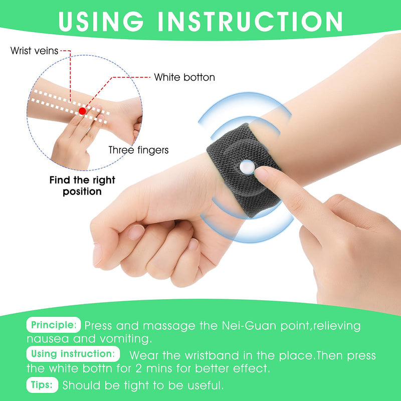 4 Pairs Of Acupressure Bracelets, Anti Nausea Bracelets, Acupressure Bracelets For Pregnancy Nausea, Seasickness, Travel Sickness For Children Adults - Black, Grey, Blue, White - NewNest Australia