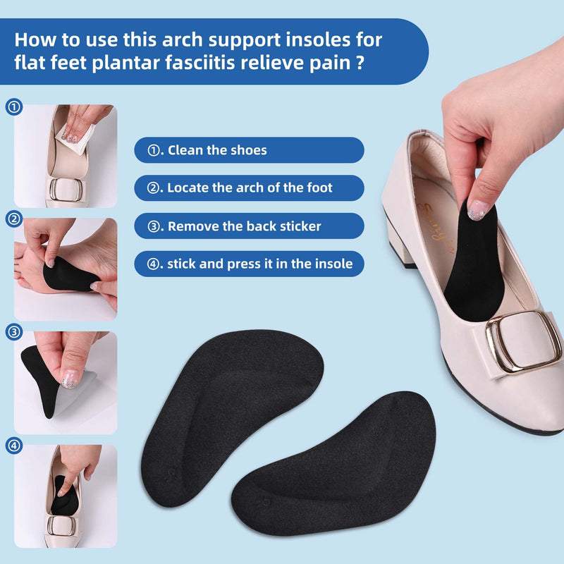 Arch Support Shoe Insoles DYKOOK 3 Pairs Plantar Fasciitis Gel Arch Pads for Flat,Foot Pain and Adhesive Arch Support Cushions for Relieve Pressure - NewNest Australia