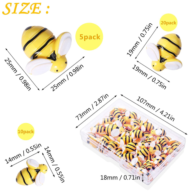 CCOZN 35 Pieces Tiny Resin Bees, Resin Bee Decors Resin Bumblebees Embellishment with Box DIY Wreath Bees Decoration for DIY Crafts Scrapbooking Party Home Decor, 0.98inch 0.75inch 0.55inch - NewNest Australia