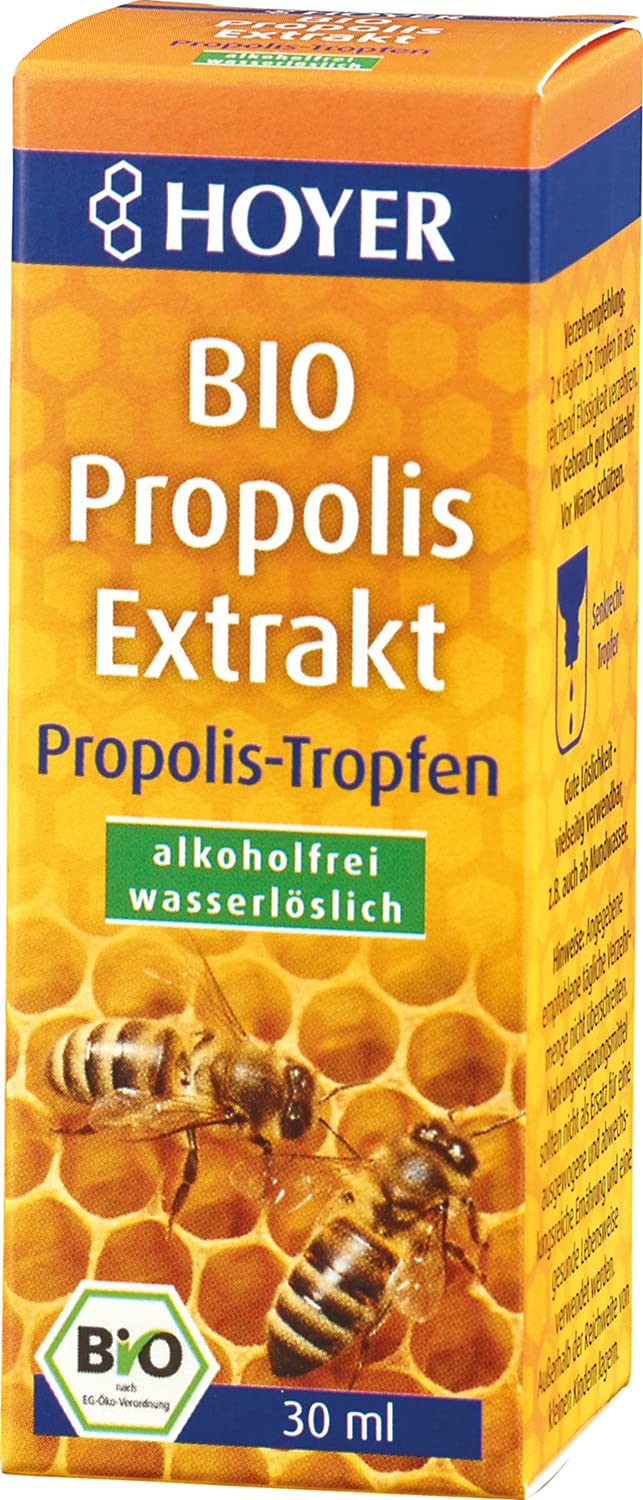HOYER Propolis drops organic - alcohol-free & water-soluble - pure propolis extract as a dietary supplement or for external use - 30 ml - NewNest Australia