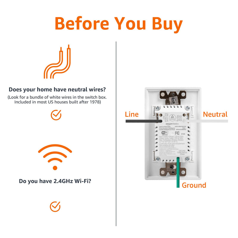 Introducing Amazon Basics Smart In-Wall Outlet, Tamper Resistant, Works with Alexa - NewNest Australia