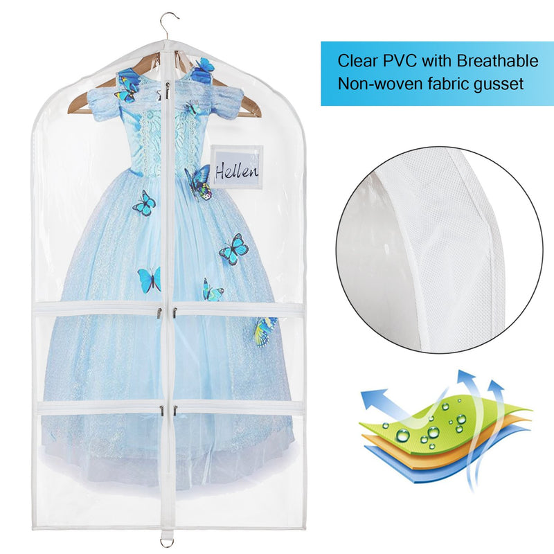 NewNest Australia - Univivi Clear PVC Dance Costume Bags Garment Bag 40 Inch for Dance Competitions, with 4 Medium Clear Zipper Pockets and 1 Large Back Zippered Pocket (Clear) Clear - 24" x 40" 