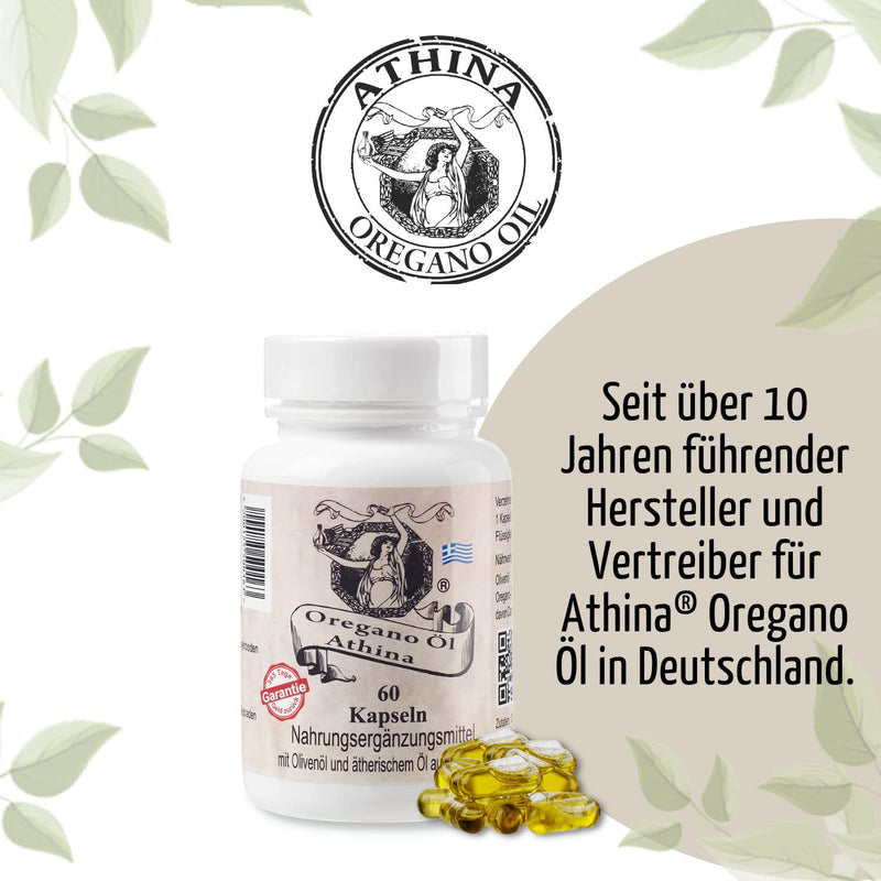 Athina Oregano Oil 1 X 60 Capsules I Softgels-Forte 500 Mg I 100 Mg Per Capsule & 400 Mg Extra Virgin Olive Oil From Greece I 80% Carvacrol I Pure & Natural Ingredients Set Of 1 - NewNest Australia