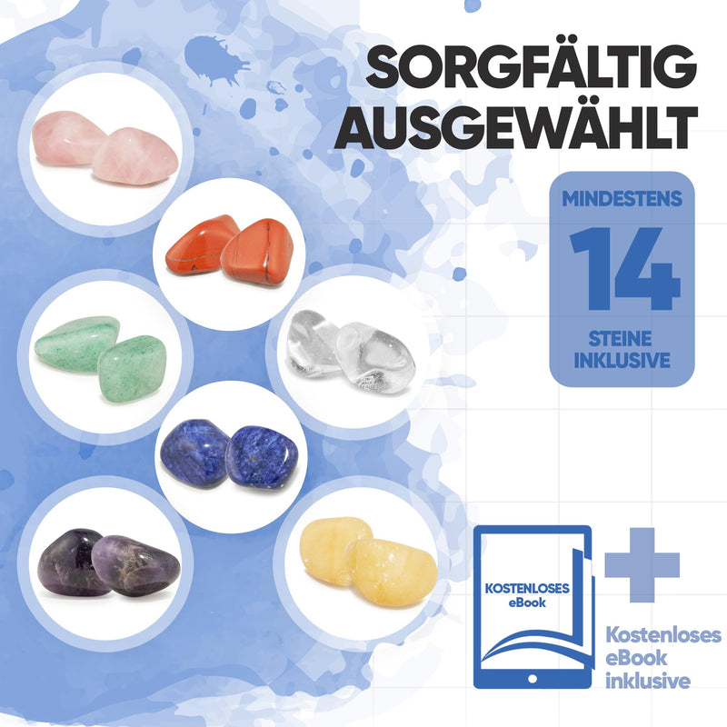 PURAJA Large waterstone mixture | 100% natural tumbled stones | Healing stone set with the 7 most popular chakra stones | 300g gemstones | Premium water stones for water treatment 300 g (pack of 1) - NewNest Australia
