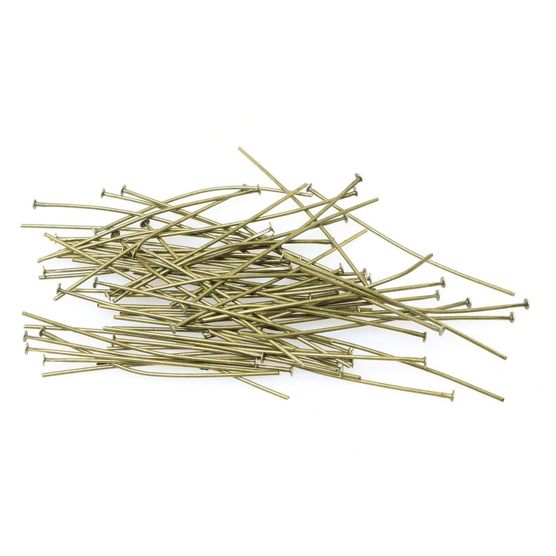 RLECS 220pcs 50mm Flat Head Pins, 2 Inch Iron Headpins for DIY Jewelry Making, Bronze - NewNest Australia