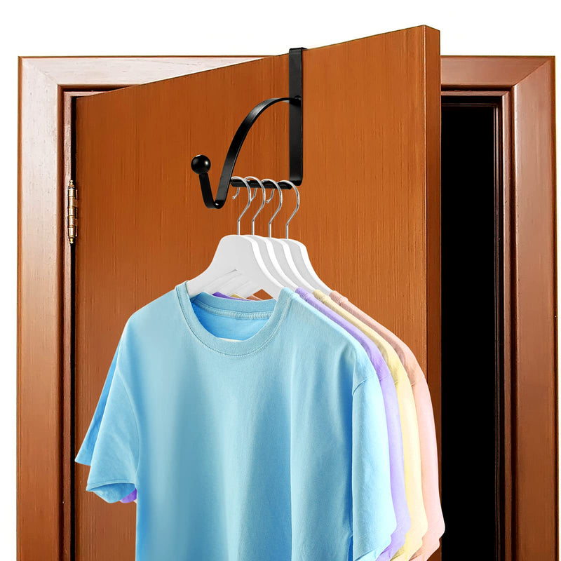 4 Pieces Over Door Hooks Hanger Multi Hanging Storage Organizers Valet Hooks for Coats Clothes Hoodies Hats Scarves Purses Keys Bath Towels Robes and More (Black) Black - NewNest Australia