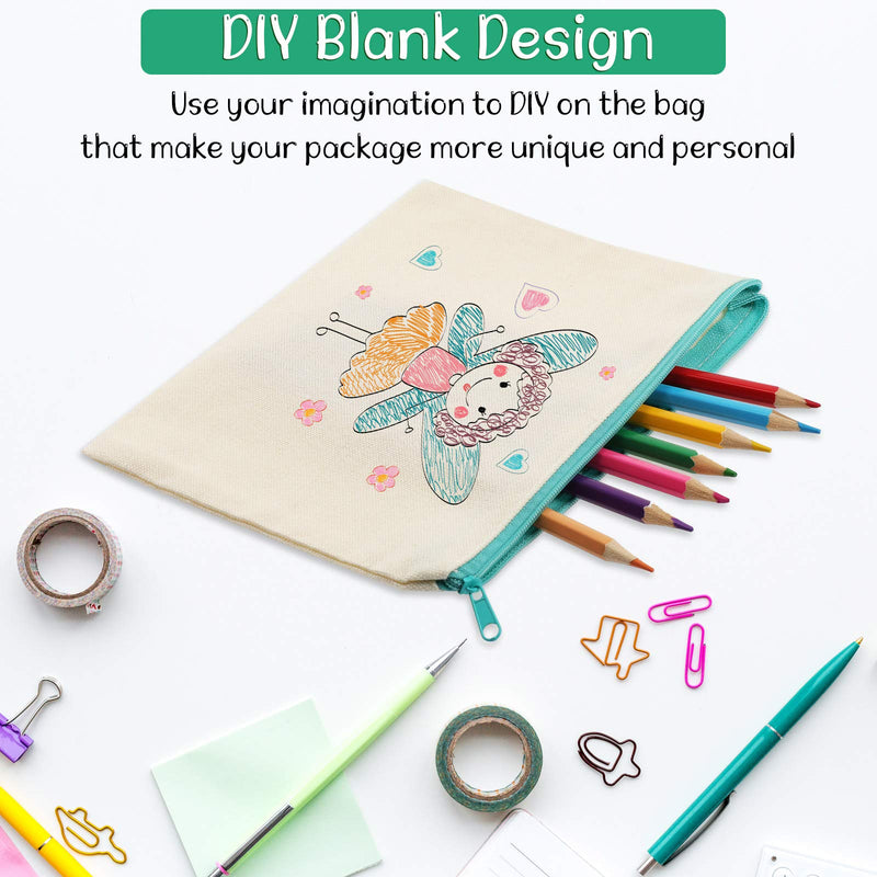 40 Pieces Canvas Zipper Pouch Bags Canvas Pencil Pouch Canvas Makeup Bags Blank Canvas Pencil Case Canvas Cosmetic Bag for Travel DIY Craft School (7.09 x 4.33 Inches, S) 7.09 x 4.33 Inches, S - NewNest Australia