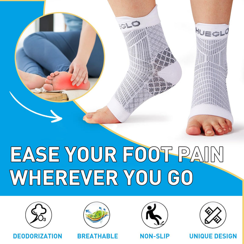 Hueglo 4 Pairs Ankle Brace Orthopedic Compression Socks Neuropathy Ankle Brace Arthritis Achilles Tendon Bandage Plantar Fasciitis Foot Bandage Ankle Sports Plantar Fasciitis Socks, White - NewNest Australia
