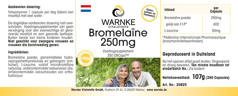 Bromelain 250mg - high dose - 250 capsules - vegan - pineapple enzyme | Warnke vital substances - NewNest Australia