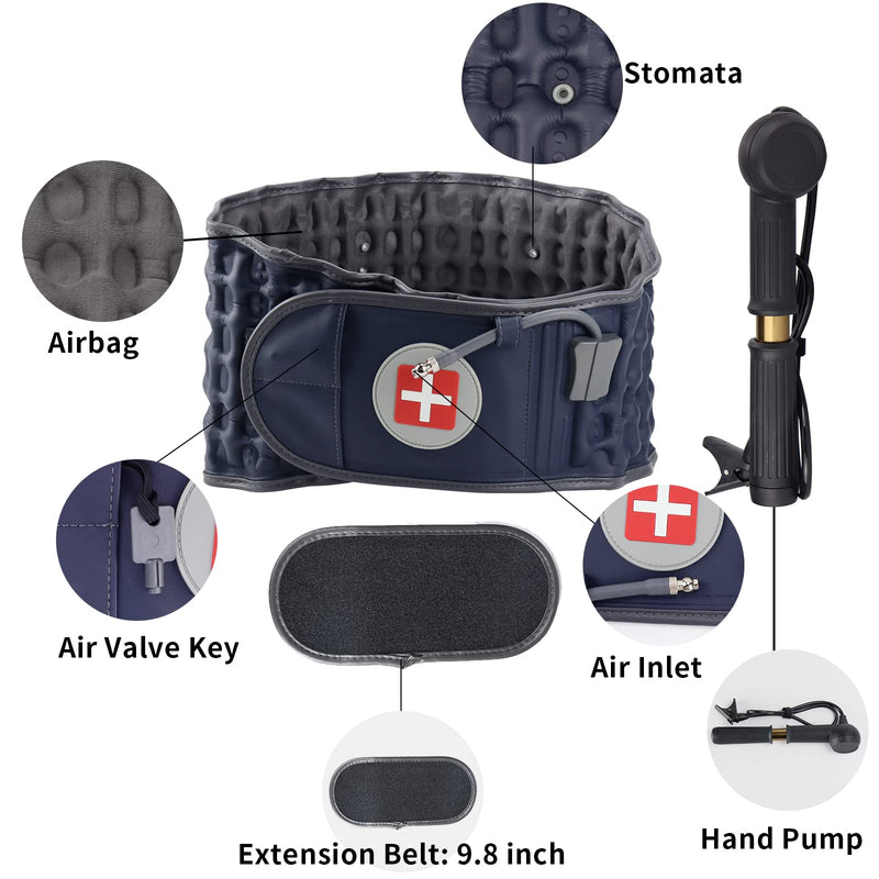 6xigouma Decompression Back Belt - Lumbar Support Belt for Men and Women, Lower Back Pain Relief, Back Traction Device, Fits Waist Size 74-124cm (Blue) Blue - NewNest Australia