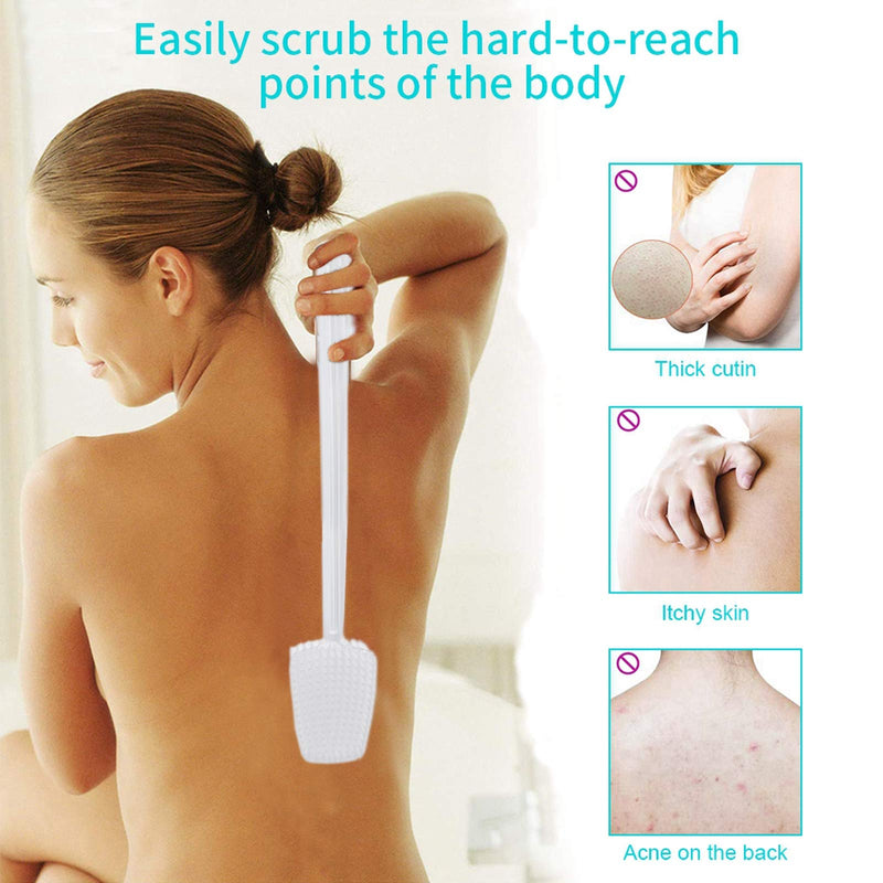 Mczcent Body Brush Dry Brushing Back Scrubber with Curved Plastic Long Handle Bath Shower Brush Dry Skin Exfoliating Cellulite Brush for men and women(Transparent Handle), XL - NewNest Australia