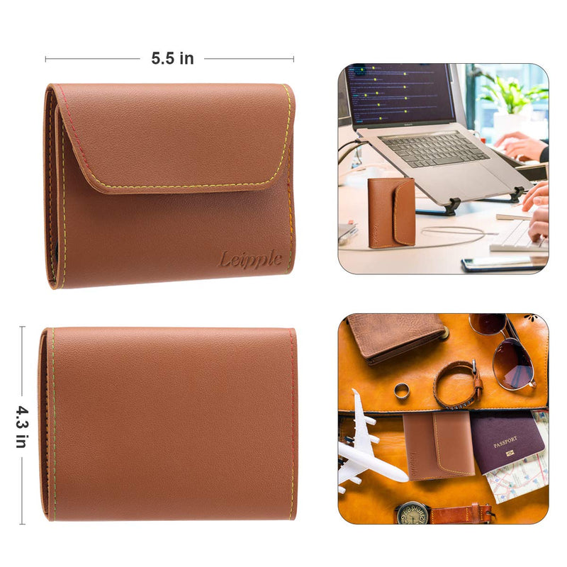 Leipple Manicure Set Professional Nail Clipper Kit Pedicure Kit - 16 pcs Stainless Steel Grooming Kit - Nail Care Tools with Luxurious Leather Travel Case (Brown) Brown - NewNest Australia