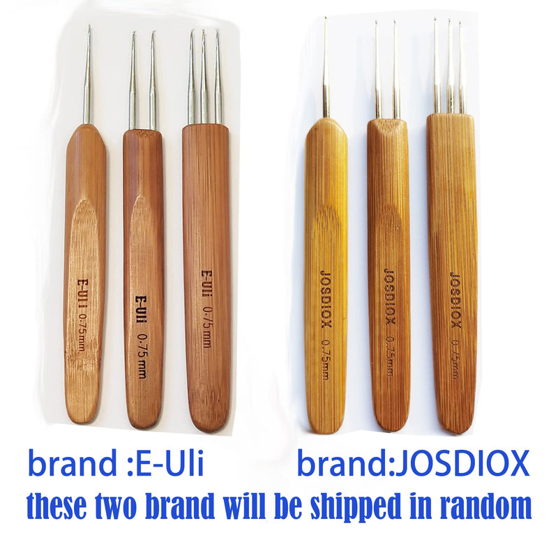 Dreadlocks Crochet Hooks Tool Set ,Crochet Needles for Hair Dreadlock Locks 0.75 mm Crochet Needle Steel with Bamboo Handle Good for Braid Craft (0.75 mm 1 Hook , 2 Hooks , 3 Hooks) - NewNest Australia