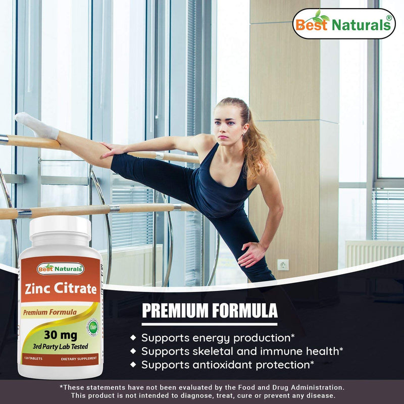Best Naturals Zinc 30mg Supplements (as Zinc Citrate) - zinc Vitamins for Adults Immune Support - 120 Tablets - NewNest Australia