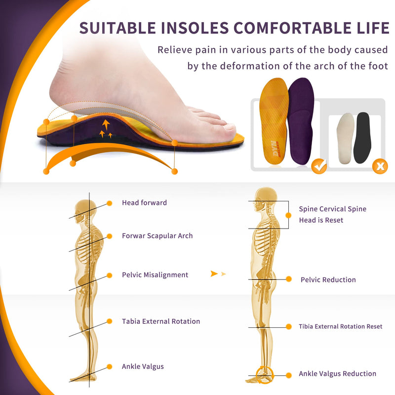 DynWalker Orthotic InsolesMetatarsalgia Insoles Plantar Fasciitis High Arch Support for Women and Men Soft EVA Foam All Day Shock Absorption Orange S:（Women39-40） - NewNest Australia