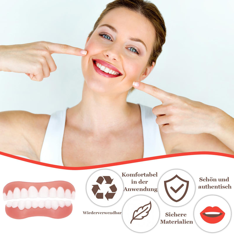 SPOKKI 4 pairs of fake teeth, false teeth veneers, cosmetic tooth cover, dentures, artificial, temporary teeth, temporary dentures for women and men - NewNest Australia