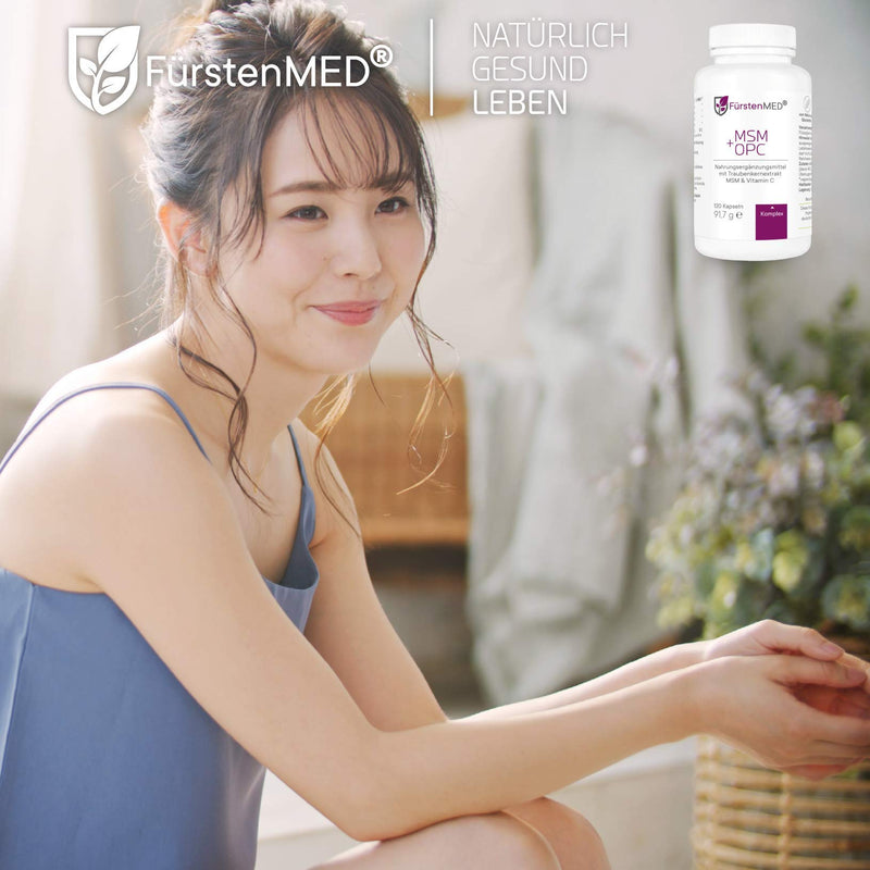 FürstenMED® MSM capsules - 1420mg MSM powder + OPC 427mg & vitamin C per daily dose - MSM capsules high dosage & vegan - high-quality organic sulfur - NewNest Australia