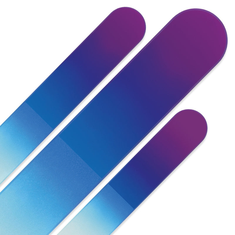 Nail Files - Mont Bleu Gift Set of 3 Crystal Nail Files in Velvet Pouch - Rainbow Colors - Genuine Czech Tempered Glass - Gifts for her - Best Glass Nail Files Kit for Natural Nails Magenta Blue - NewNest Australia