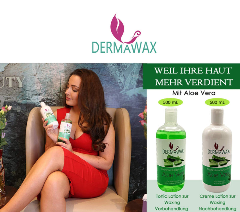 Dermawax waxing pre- and post-treatment skin care set. Toning pre-treatment lotion skin cleanser cleanser lotion with aloe vera and post-treatment milk with aloe vera removes wax residue - NewNest Australia