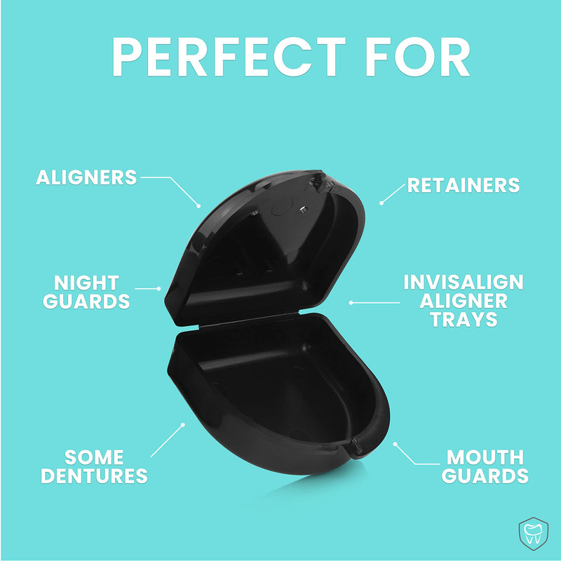 Retainer Case (2 Pack). Retainer Case with Vent Holes. Perfect Denture case, Mouth Guard Case, Aligner Case, Mouth Guard Case, Retainer Cases (Black) Black - NewNest Australia