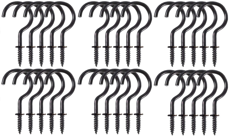 NewNest Australia - DONJON Ceiling Hooks,Wall Hooks Ceiling Hooks for Hanging Plants, 1.73 Inches Kitchen Hooks,Drop Ceiling Hooks,Cup Hooks Great for Indoor & Outdoor Use(30pack-Black) Black 