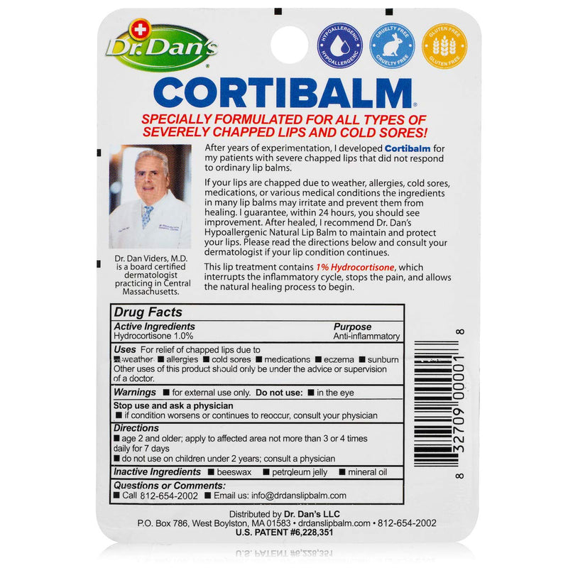 Dr. Dan's Cortibalm - 1 Pack - for Dry Cracked Lips - Healing Lip Balm for Severely Chapped Lips - Designed for Men, Women and Children - NewNest Australia
