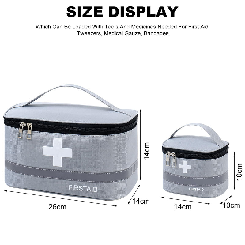 CECOMBINE 2Pcs First Aid Kit Bags, Portable Empty Medicine Bags Family First Aid Organiser Box, Medical Medicine Bags for Outdoor, Travel, Camping, Work (Grey) B - NewNest Australia