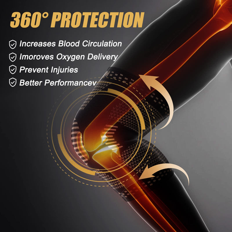 NEENCA Copper Knee Support Brace(Pair), Professional Knee Sleeves with Copper Ions Infused Fiber Technology, Premium Compression Support for Knee Pain, Sports, Arthritis, ACL, Joint Pain Relief L - NewNest Australia