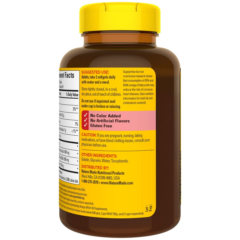 Nature Made Fish Oil 1000 mg, 90 Softgels, Fish Oil Omega 3 Supplement For Heart Health 90 Count - NewNest Australia