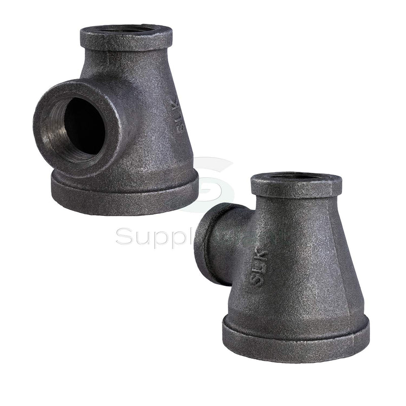 Supply Giant CNSU400J Black Malleable Three Size Reducing Tee with Female Threaded Fitting 2 in. x 1 in. x 1 in. - NewNest Australia