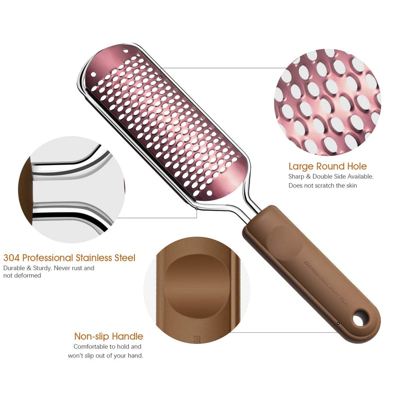 Callus File Callus Remover For Callus Removal Foot, Callus Rasp Foot Callus Remover Professional Stainless Steel Foot File Foot Rasp For Wet And Dry Feet (Rose Gold) - NewNest Australia