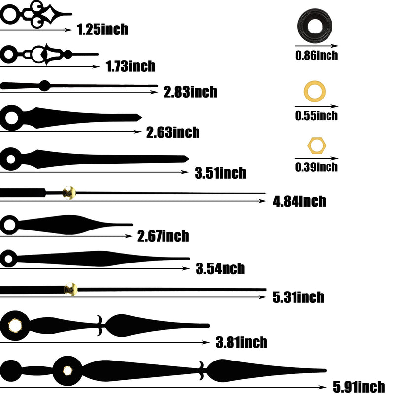 5pcs High Torque Quartz Clock Movement Mechanism Replacement Clock Kit with 12 Different Pairs of Hands Clock for DIY Handicrafts Repair Clock Parts Shaft Lengths 13mm 18mm - NewNest Australia