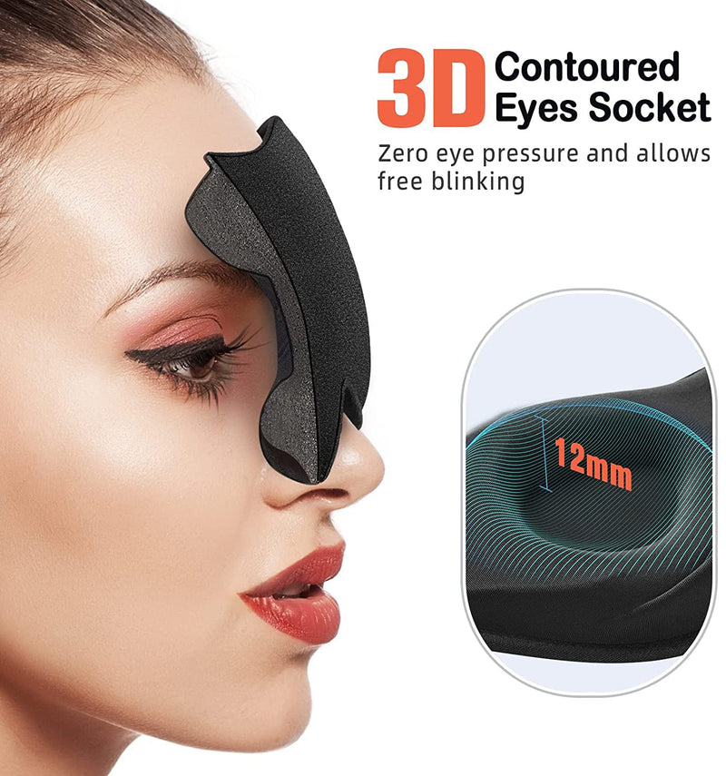 AMAZKER Sleep Eye Mask for Men Women 3D Contoured Cup, Concave Molded, Block Out Light, Molded Soft Comfort Eye Shade with Adjustable Strap for Travel Yoga Nap Upgrade Gently-black - NewNest Australia