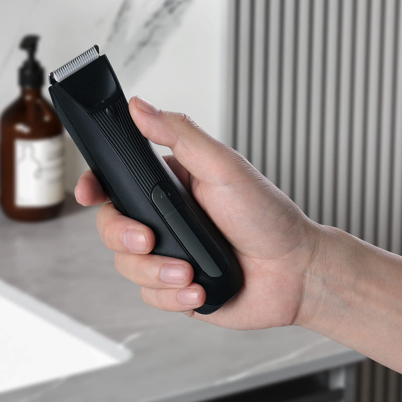 Kibiy Men'S Intimate Razor With Led Light And Display, Ipx7 Waterproof Body Hair Trimmer With Replaceable Anti-Cut Ceramic Blade And Standing Charging Station - NewNest Australia