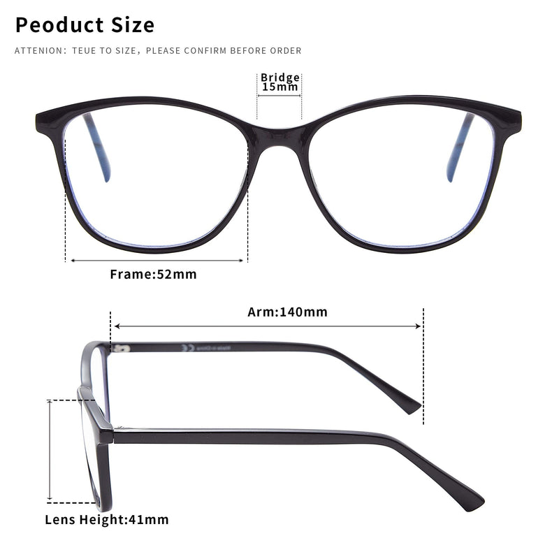 Madison Avenue Blue Light Blocking Glasses Anti Eyestrain UV Glare Blue Light Glasses for Women TV Phone Computer Gaming Eyeglasses (Black) Black - NewNest Australia