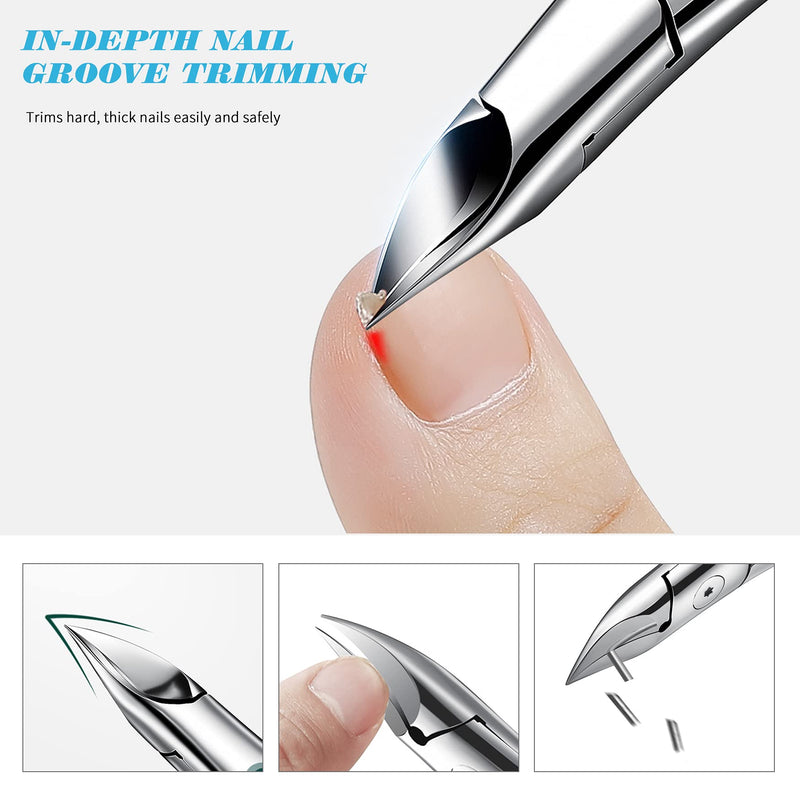 FVION Toenail Clippers for Thick Nails - Long Handle Nail Clippers for Thick Nails, Wide Jaw Ingrown Toenails Clippers, Slight Curved Blade Pointed Tip Ingrown Toenail Tool - Blue - NewNest Australia