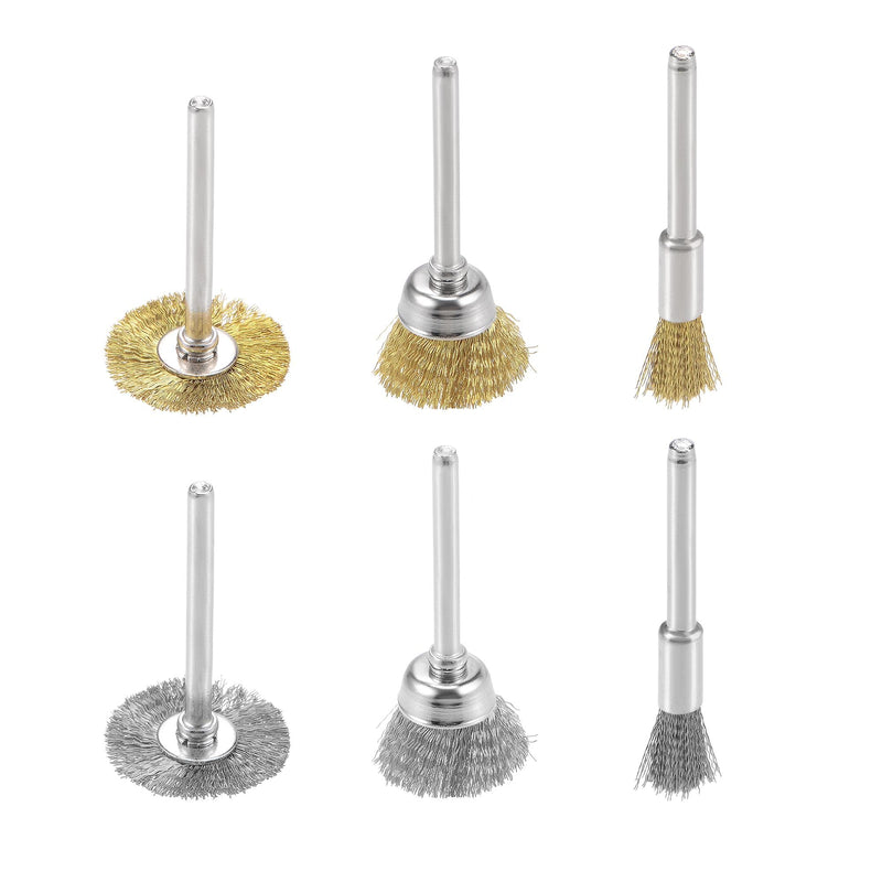 uxcell Wire Brushes Wheels Stainless Steel and Brass Pen-Shape Bowl-Shape T-Shape Kit Accessories for Rotary Tools 44pcs - NewNest Australia