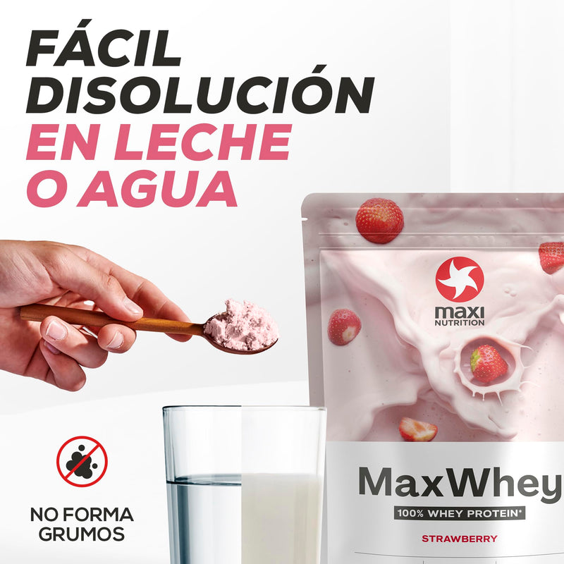 MaxiNutrition 100% Whey Premium Protein Powder Strawberry 420g, without artificial flavors, protein powder made from 100% whey, makes 14 protein shakes with 23g protein each, low carb, including vitamin B6, Made in Germany - NewNest Australia