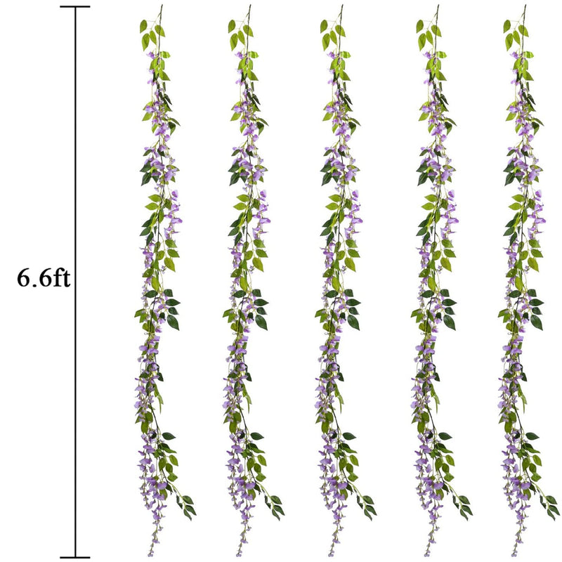 Wisteria Garland Artificial Flowers Wisteria Vine - 5Pcs Total 33ft Purple Fake Wisteria Hanging Flower Wisteria Garland - NewNest Australia